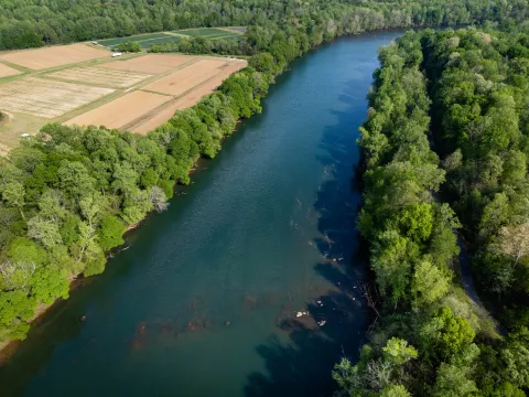 Fields ready for planting alongside the Catawba river.